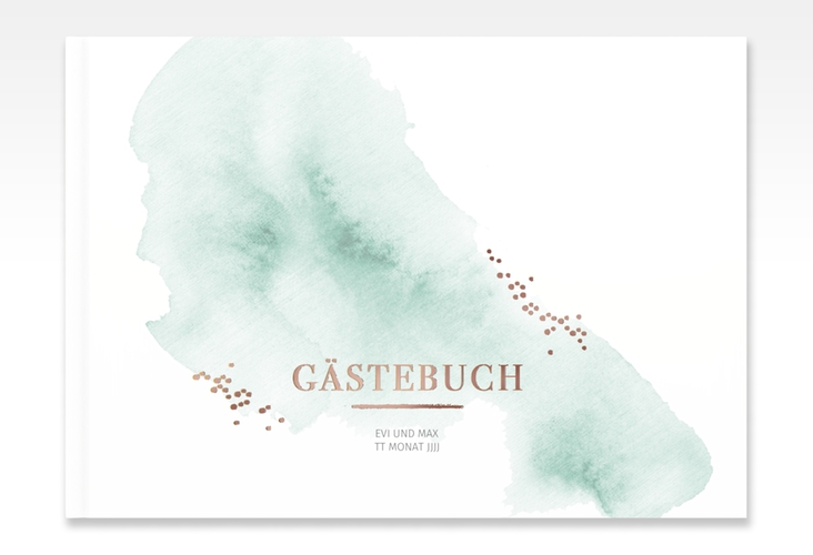 Gästebuch A4 quer Pastell A4 quer, Hardcover mint rosegold