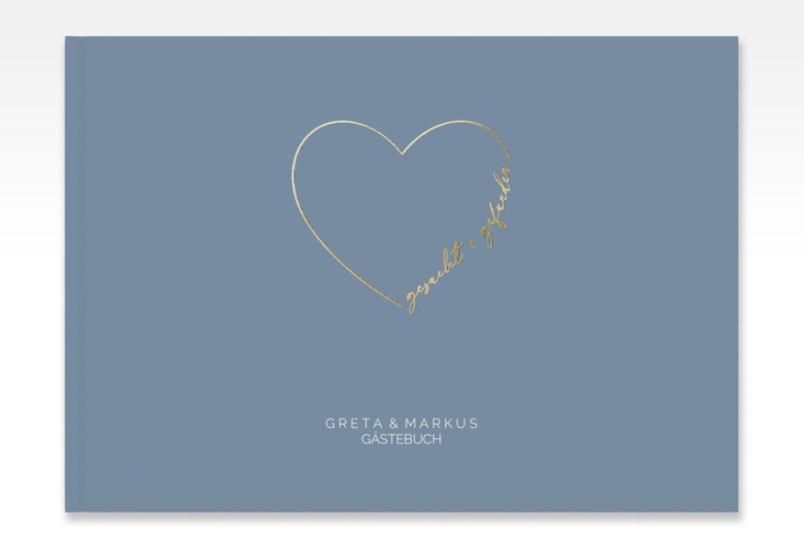 Gästebuch A4 quer Lebenstraum A4 quer, Hardcover blau gold