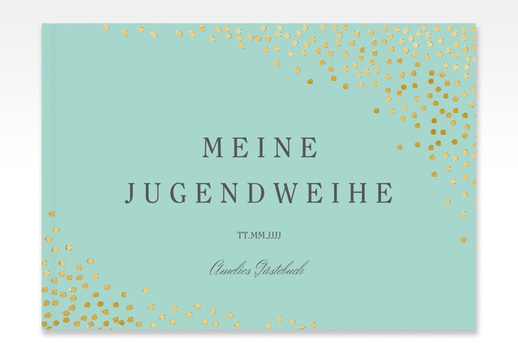 Gästebuch Jugendweihe Glossa A4 quer, Hardcover mint gold