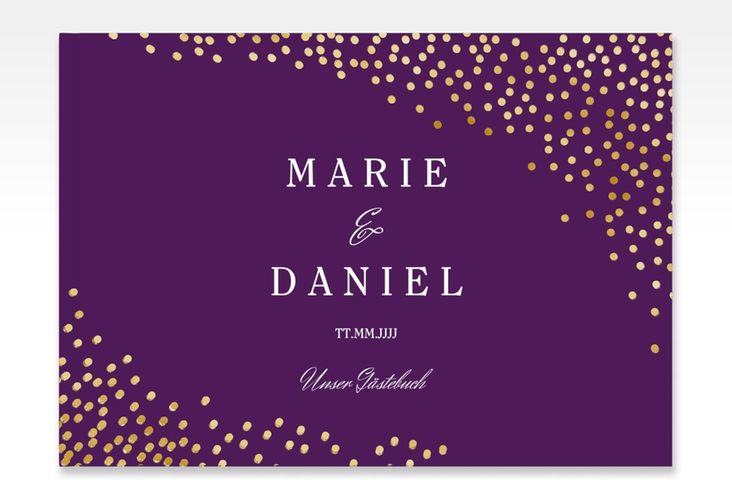 Gästebuch A4 quer Glitter A4 quer, Hardcover lila gold