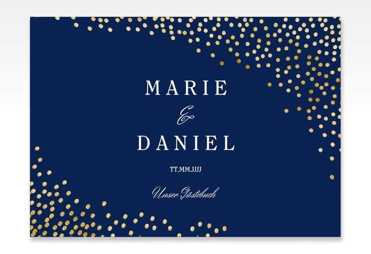 Gästebuch A4 quer Glitter A4 quer, Hardcover blau gold