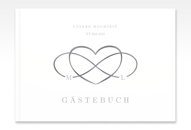Gästebuch A4 quer Infinity A4 quer, Hardcover grau silber