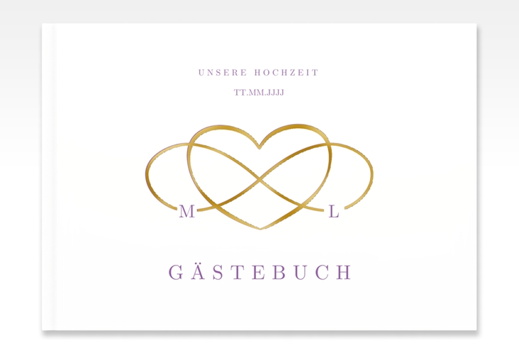 Gästebuch A4 quer Infinity A4 quer, Hardcover lila gold