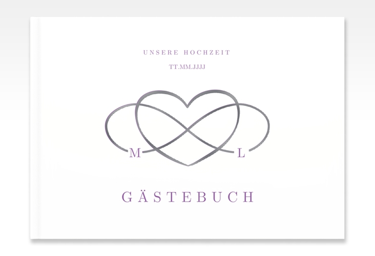 Gästebuch A4 quer Infinity A4 quer, Hardcover lila silber
