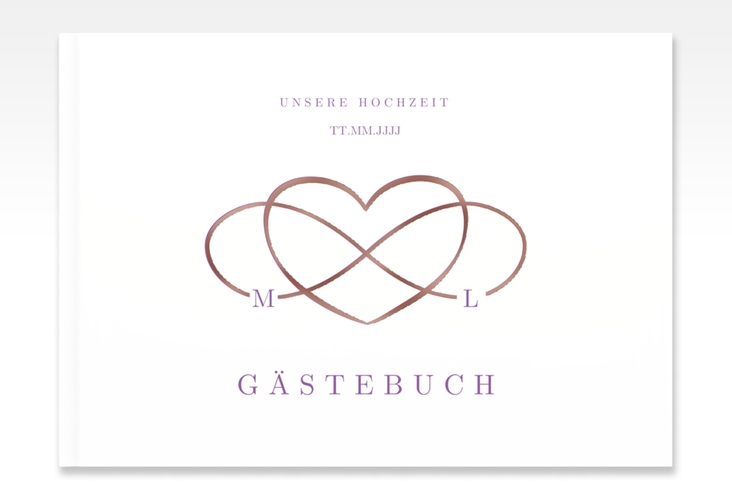 Gästebuch A4 quer Infinity A4 quer, Hardcover lila rosegold