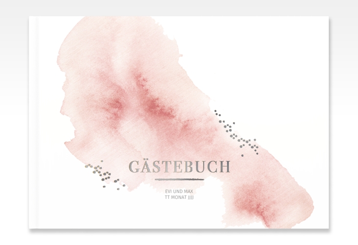 Gästebuch A4 quer Pastell A4 quer, Hardcover rosa silber
