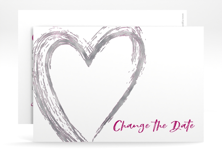 Change the Date-Karte Liebe A6 Karte quer pink silber