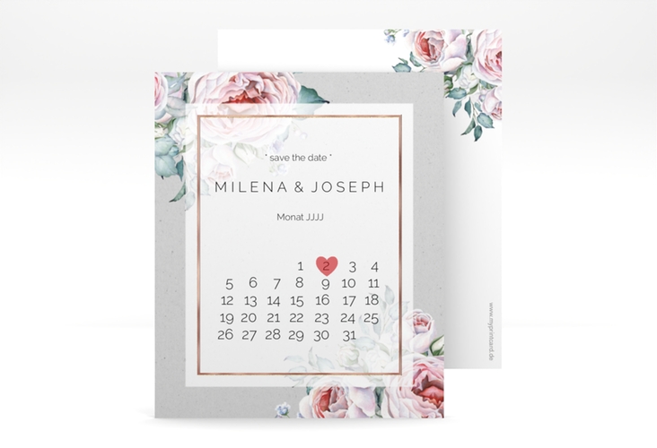 Save the Date-Kalenderblatt Embrace Kalenderblatt-Karte grau rosegold