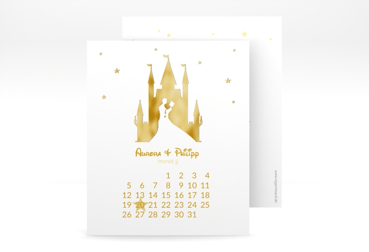 Save the Date-Kalenderblatt Castle Kalenderblatt-Karte gold gold
