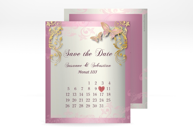 Save the Date-Kalenderblatt "Toulouse" Kalenderblatt-Karte rosa gold