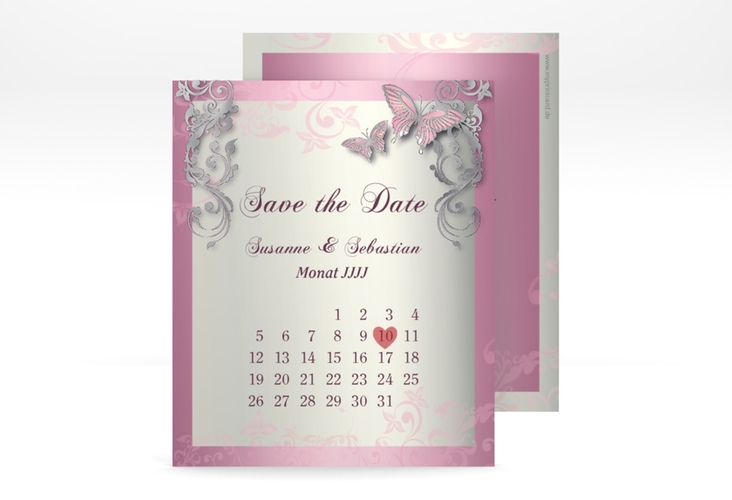 Save the Date-Kalenderblatt Toulouse Kalenderblatt-Karte rosa silber