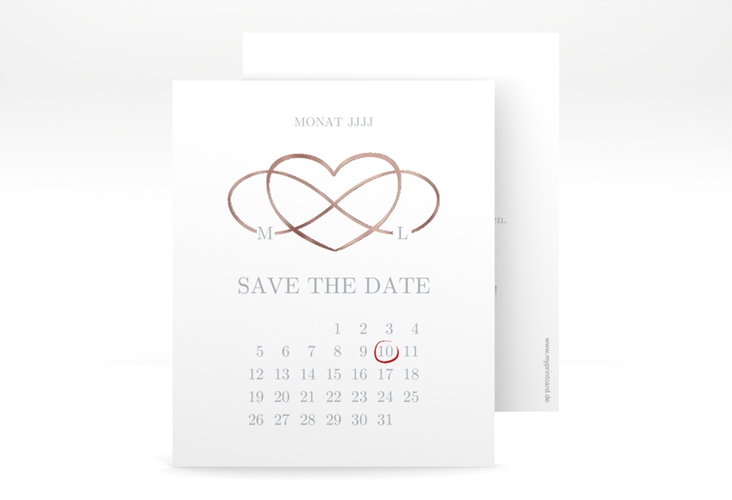 Save the Date-Kalenderblatt Infinity Kalenderblatt-Karte grau rosegold