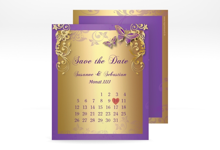 Save the Date-Kalenderblatt "Toulouse" Kalenderblatt-Karte lila gold
