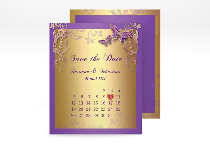 Save the Date-Kalenderblatt Toulouse Kalenderblatt-Karte lila rosegold