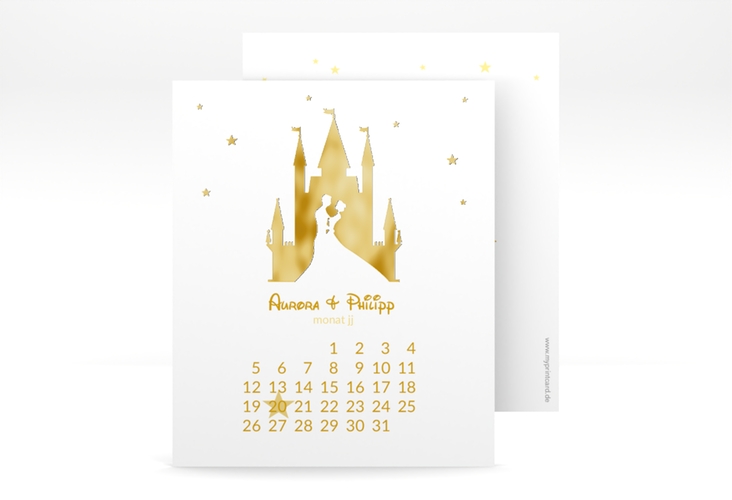 Save the Date-Kalenderblatt Castle Kalenderblatt-Karte gold gold