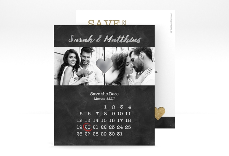 Save the Date-Kalenderblatt Sparkly Kalenderblatt-Karte gold silber