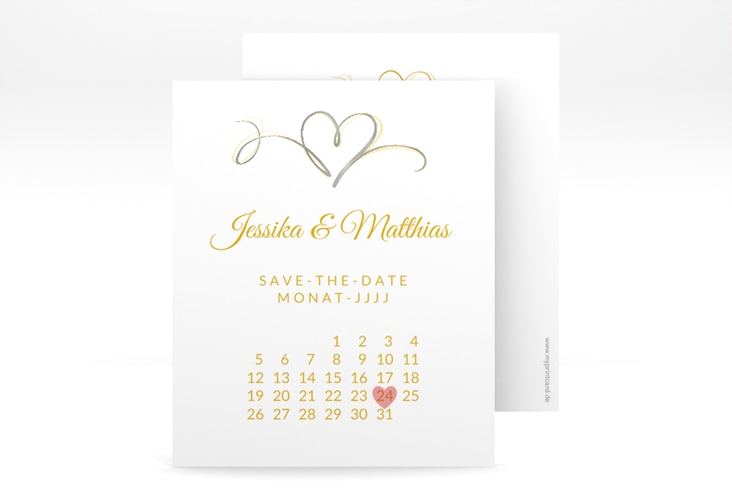 Save the Date-Kalenderblatt Envie Kalenderblatt-Karte gold silber