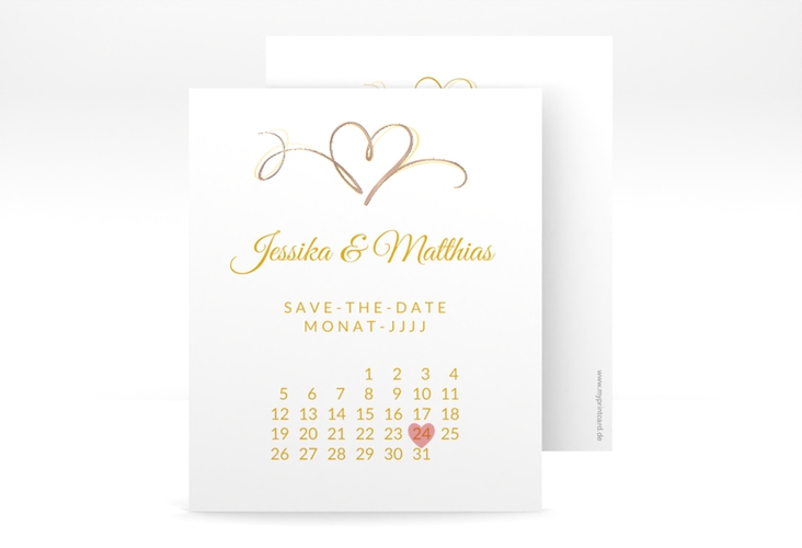 Save the Date-Kalenderblatt Envie Kalenderblatt-Karte gold rosegold