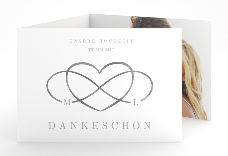 Danksagungskarte Hochzeit Infinity A6 Doppel-Klappkarte grau silber