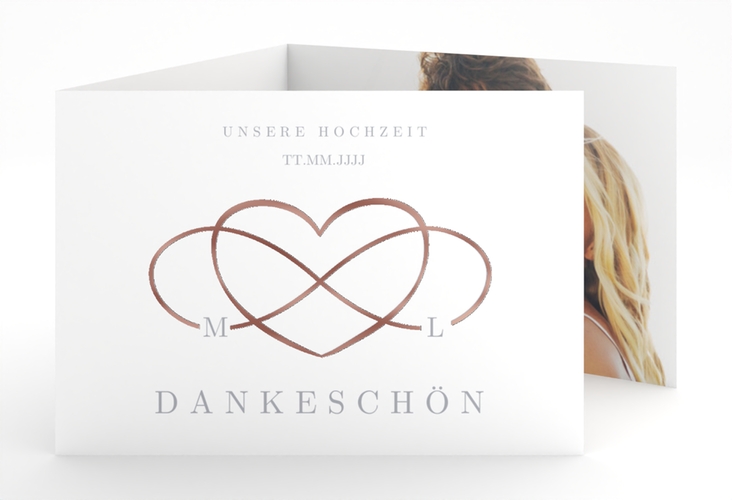 Danksagungskarte Hochzeit Infinity A6 Doppel-Klappkarte grau rosegold
