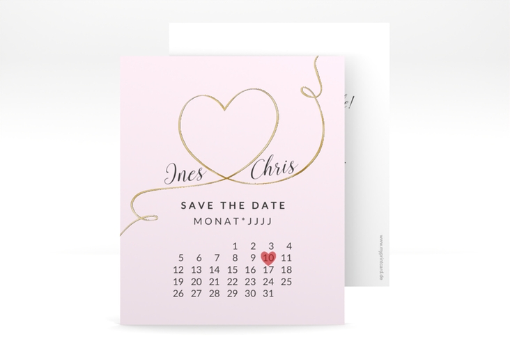 Save the Date-Kalenderblatt Dolce Kalenderblatt-Karte rosa gold