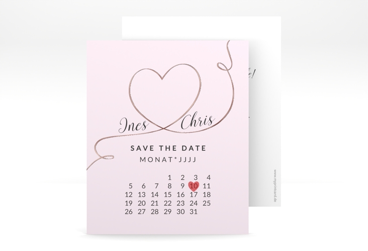 Save the Date-Kalenderblatt Dolce Kalenderblatt-Karte rosa rosegold