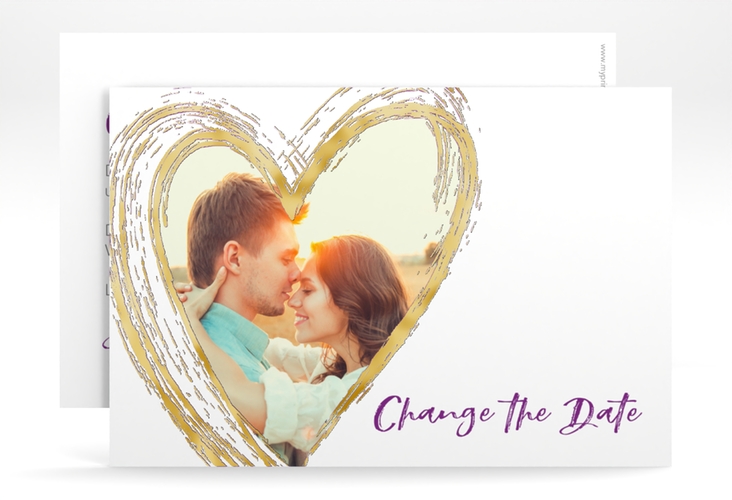 Change the Date-Karte Liebe A6 Karte quer lila gold