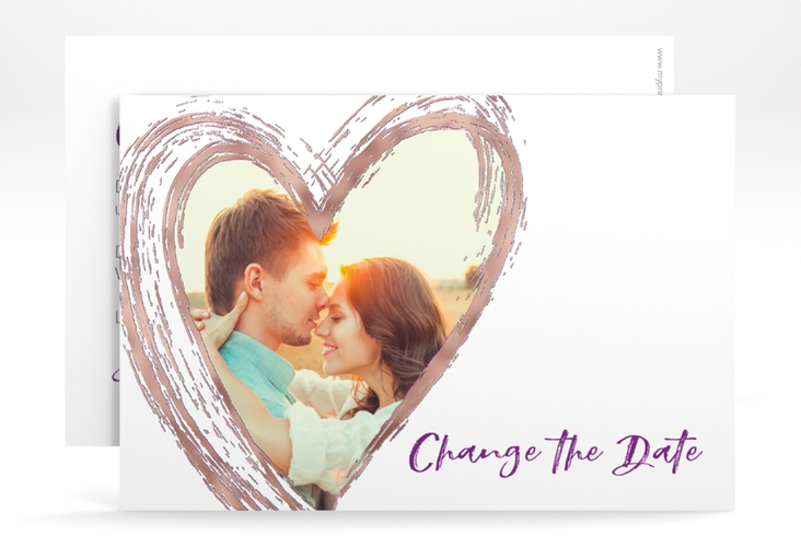 Change the Date-Karte Liebe A6 Karte quer lila rosegold