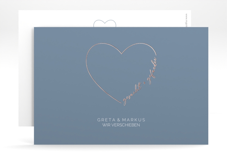 Change the Date-Karte Lebenstraum A6 Karte quer blau rosegold