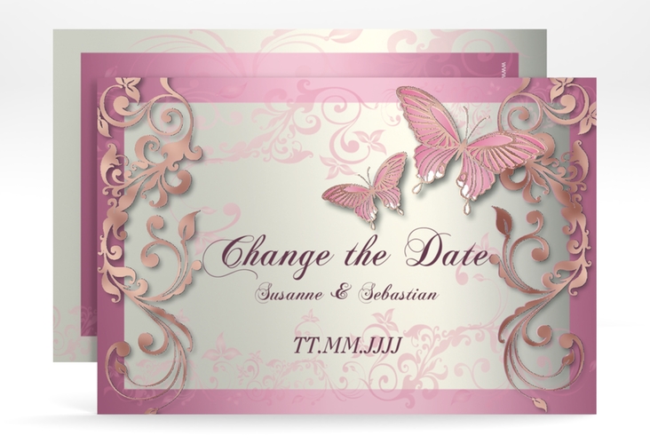 Change the Date-Karte Toulouse A6 Karte quer rosa rosegold