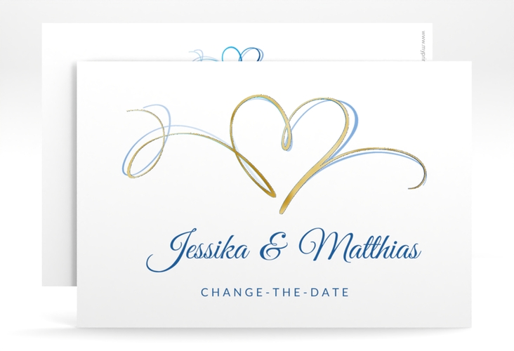 Change the Date-Karte Envie A6 Karte quer blau gold