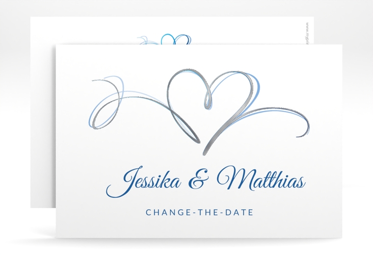 Change the Date-Karte Envie A6 Karte quer blau silber