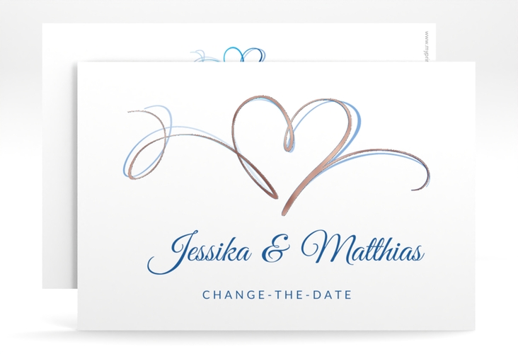 Change the Date-Karte Envie A6 Karte quer blau rosegold