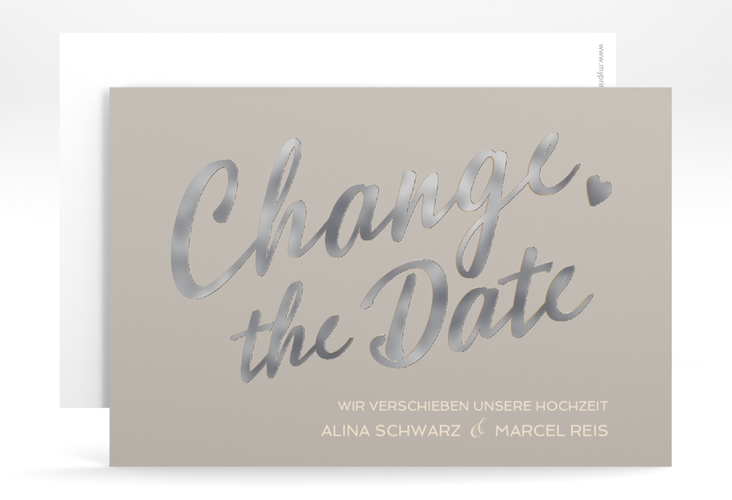 Change the Date-Karte Glam A6 Karte quer grau silber