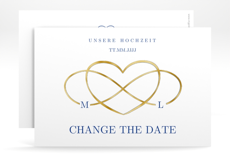 Change the Date-Karte Infinity A6 Karte quer blau gold