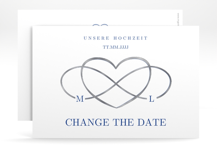 Change the Date-Karte Infinity A6 Karte quer blau silber