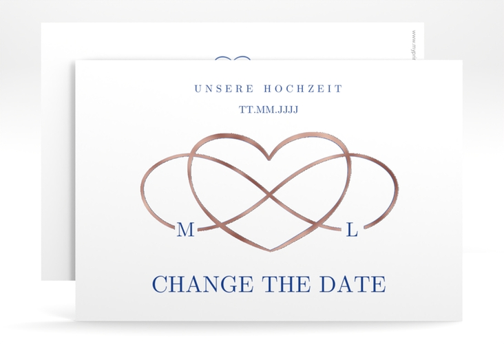Change the Date-Karte Infinity A6 Karte quer blau rosegold