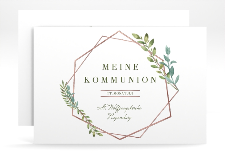 Kommunionseinladung Salbung A6 Karte quer rosa rosegold