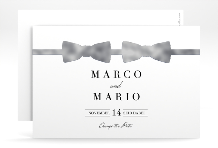 Change the Date-Karte Suits A6 Karte quer blau silber