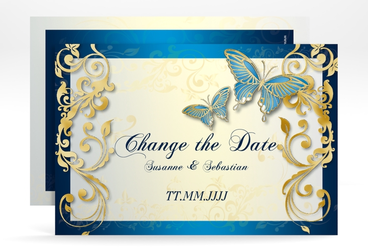 Change the Date-Karte Toulouse A6 Karte quer blau gold