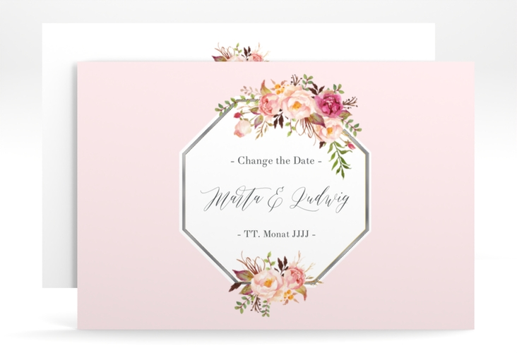 Change the Date-Karte Prachtvoll A6 Karte quer rosa silber