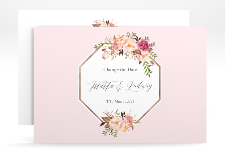 Change the Date-Karte Prachtvoll A6 Karte quer rosa rosegold