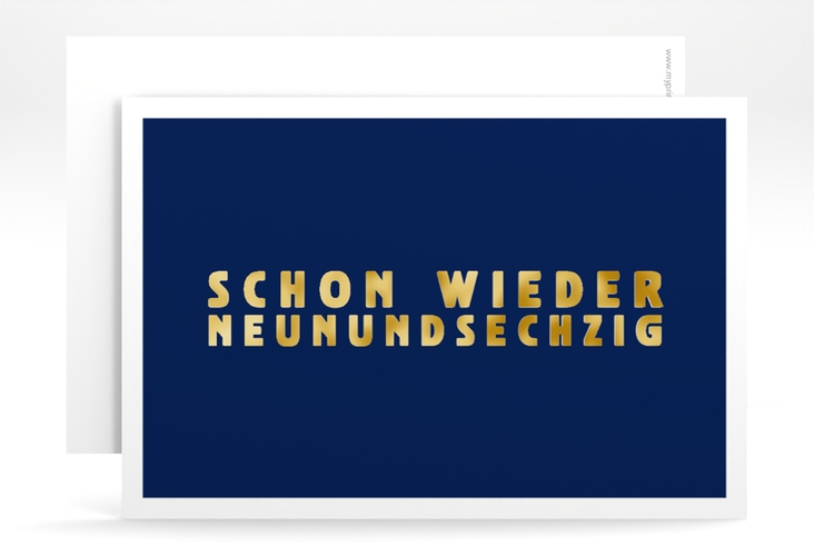 Einladung 70. Geburtstag Gag A6 Karte quer blau gold