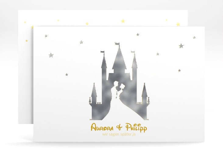 Change the Date-Karte Castle A6 Karte quer gold silber