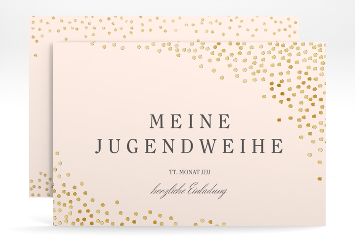 Einladung Jugendweihe Glossa A6 Karte quer rosa gold