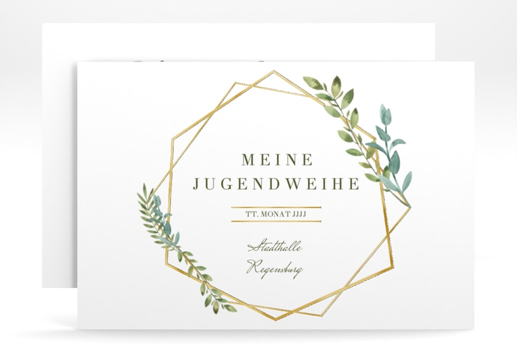 Einladung Jugendweihe Unizone A6 Karte quer gold gold