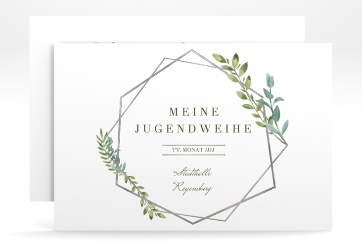 Einladung Jugendweihe Unizone A6 Karte quer gold silber