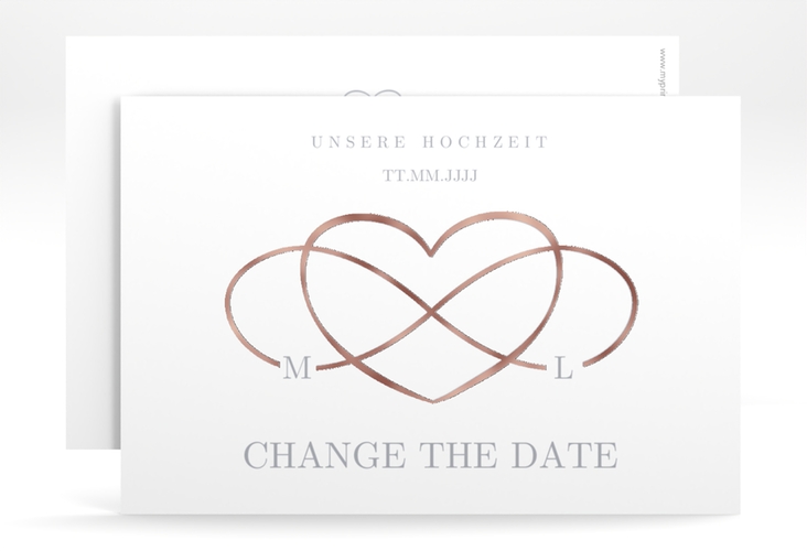 Change the Date-Karte Infinity A6 Karte quer grau rosegold