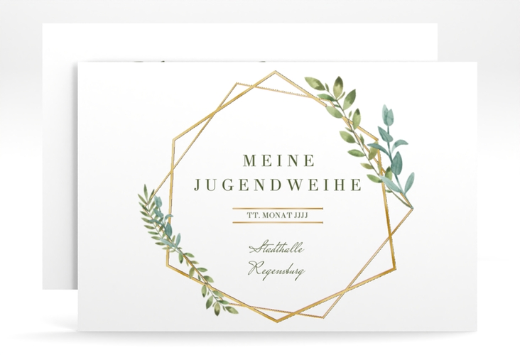 Einladung Jugendweihe Unizone A6 Karte quer rosa gold