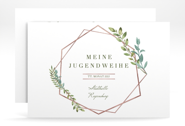 Einladung Jugendweihe Unizone A6 Karte quer rosa rosegold